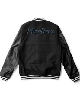 Varsity Miami Marlins Black Wool/Leather Jacket