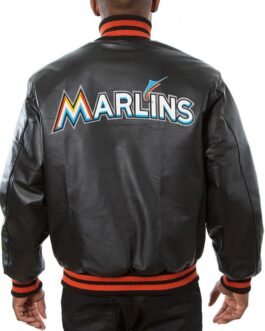 Varsity Miami Marlins Black Leather Jacket