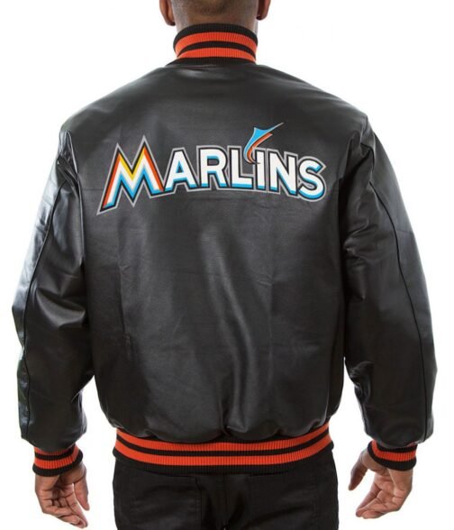 Varsity Miami Marlins Black Leather Jacket - Image 2