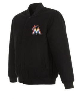 Varsity Miami Marlins Black Wool Jacket