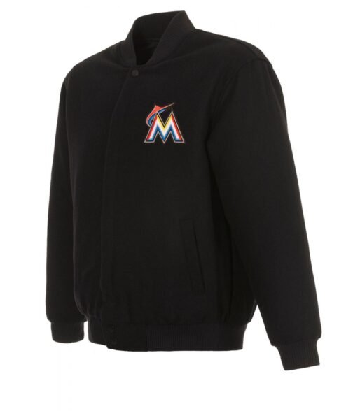 Varsity Miami Marlins Black Wool Jacket