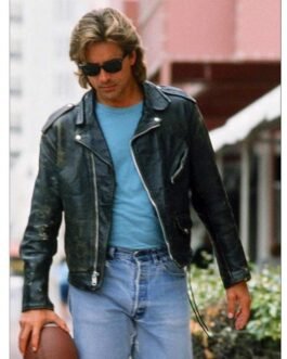 James Crockett Miami Vice Black Leather Jacket