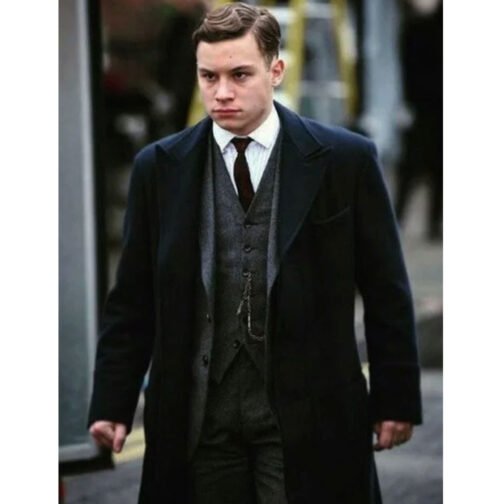 Peaky Blinders Michael Gray Black Wool Coat - Image 7