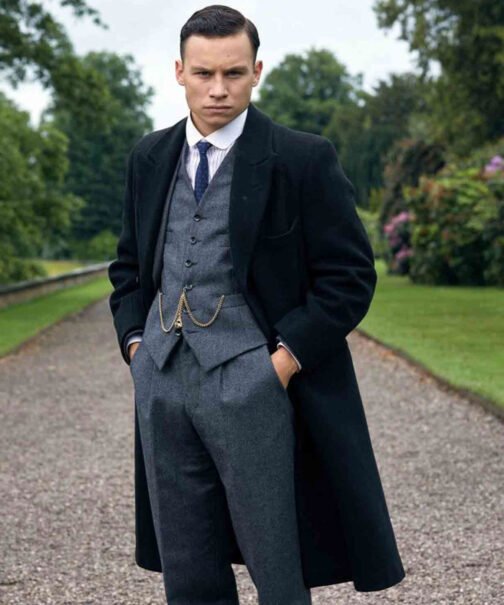 Peaky Blinders Michael Gray Black Wool Coat - Image 4