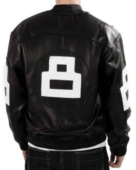Bomber Michael Hoban 8 Ball Black Leather Jacket