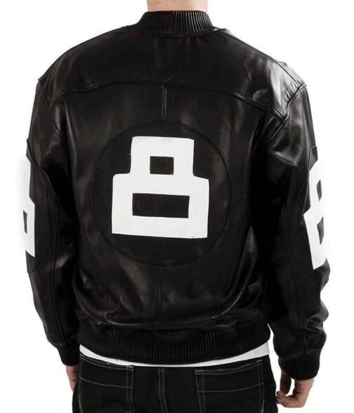 Bomber Michael Hoban 8 Ball Black Leather Jacket - Image 2