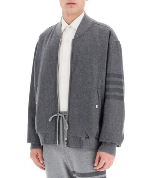 Power Book II S02 Michael Rainey Jr 4-Bar Bomber Grey Jacket - Image 3