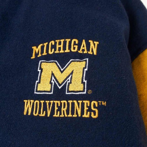 Michigan Wolverines Navy and Yellow Varsity Wool Jacket - Image 3