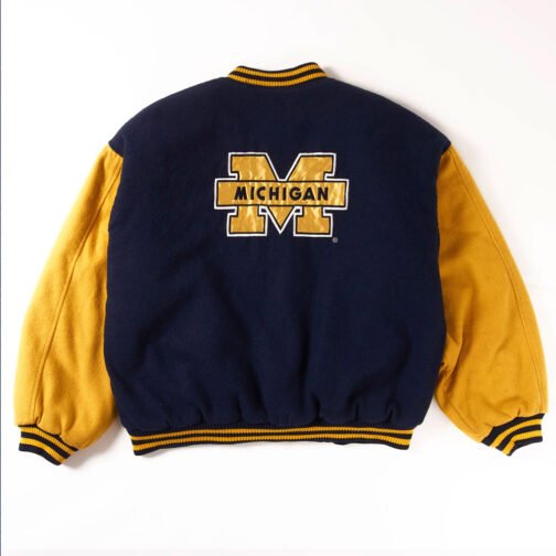 Michigan Wolverines Navy and Yellow Varsity Wool Jacket - Image 2
