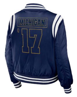 Michigan Wolverines Navy Bomber Full-Zip Jacket