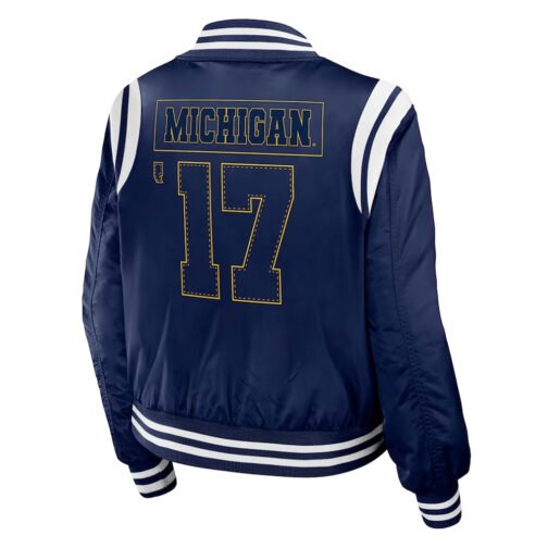 Michigan Wolverines Navy Bomber Full-Zip Jacket - Image 2