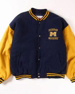 Michigan Wolverines Navy and Yellow Varsity Wool Jacket
