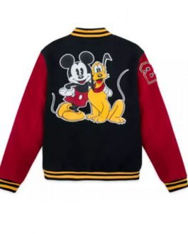 Hello Folks Mickey Mouse and Pluto Letterman Red and Black Jacket