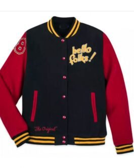 Hello Folks Mickey Mouse and Pluto Letterman Red and Black Jacket