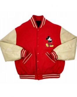 Red Mickey Mouse Varsity Jacket
