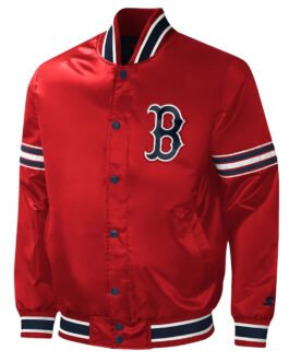 Starter Midfield Boston Red Sox Full-Snap Red Satin Varsity Jacket