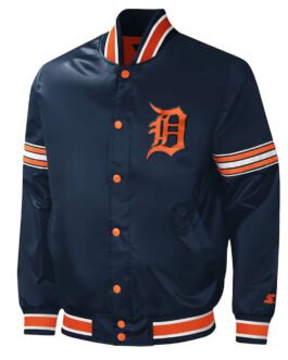 Detroit Tigers Midfield Varsity Navy Satin Jacket