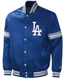 LA Dodgers Midfield Royal Varsity Satin Jacket