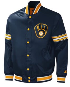 Milwaukee Brewers Midfield Navy Satin Jacket