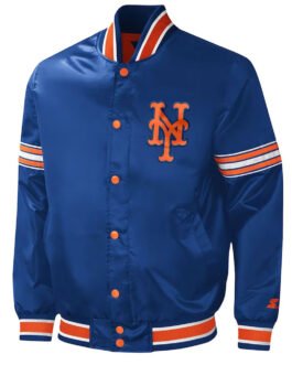 NY Mets Midfield Royal/Orange Satin Jacket