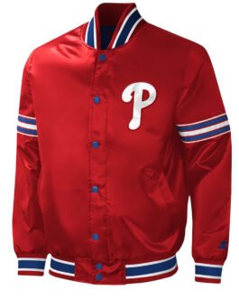 Philadelphia Phillies Midfield Red Varsity Satin Jacket