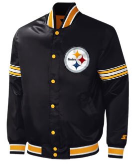 Pittsburgh Steelers Midfield Varsity Black Satin Jacket