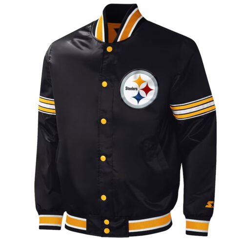Pittsburgh Steelers Midfield Varsity Black Satin Jacket