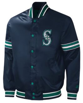 Navy Seattle Mariners Midfield Satin Jacket