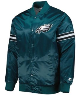 Philadelphia Eagles The Pick and Roll Midnight Green Satin Jacket