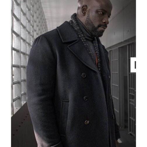 Evil Mike Colter Black Wool Peacoat - Image 7