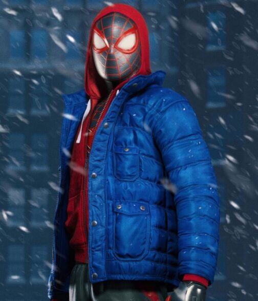 Miles Morales Spider-Man PS4 Puffer Hooded Jacket - Image 3