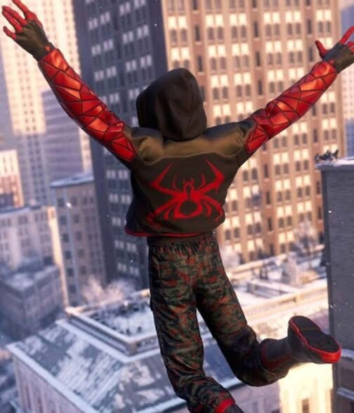 The End Spider-Man Miles Morales Red and Black Hoodie - Image 15