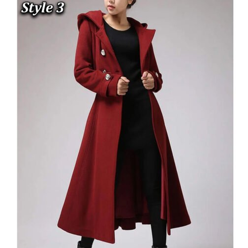 Women’s Hooded Military Wool Coat - Image 15