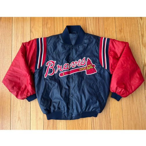 Milwaukee Braves 1957 Bomber Satin Jacket - Image 2