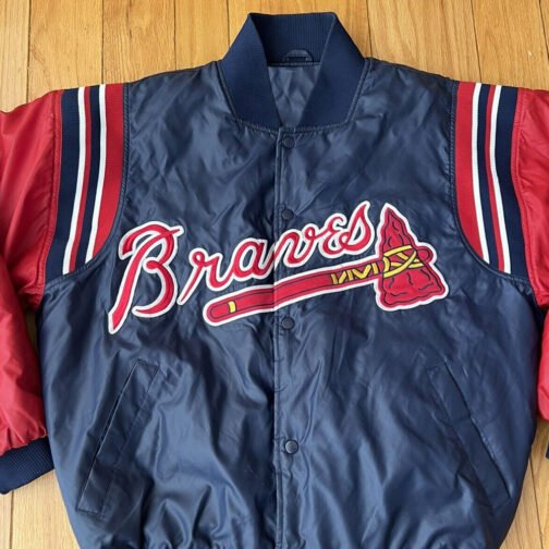 Milwaukee Braves 1957 Bomber Satin Jacket - Image 6