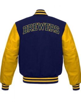 Letterman Milwaukee Brewers Yellow and Blue Jacket
