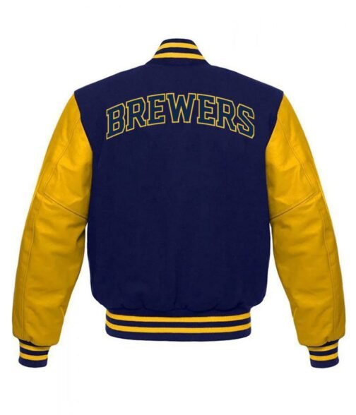 Letterman Milwaukee Brewers Yellow and Blue Jacket - Image 2