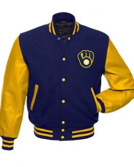 Letterman Milwaukee Brewers Yellow and Blue Jacket