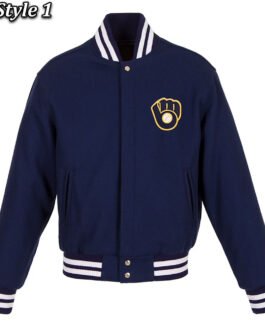 Varsity Milwaukee Brewers Navy Blue Wool Jacket