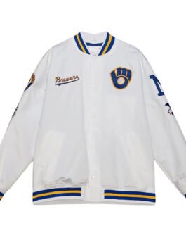 Milwaukee Brewers City Collection White Varsity Satin Jacket
