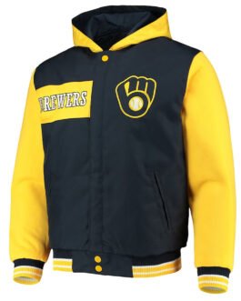 Milwaukee Brewers Navy and Gold Hoodie Jacket