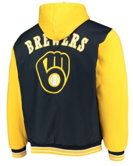 Milwaukee Brewers Navy and Gold Hoodie Jacket