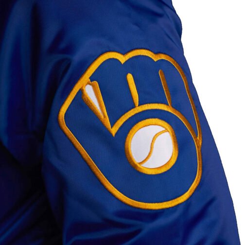 Milwaukee Brewers Royal Blue Bomber Jacket - Image 3