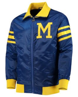 The Captain II Milwaukee Brewers Varsity Royal Satin Jacket