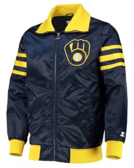 The Captain II Milwaukee Brewers Navy Satin Jacket