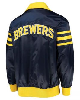 The Captain II Milwaukee Brewers Navy Satin Jacket
