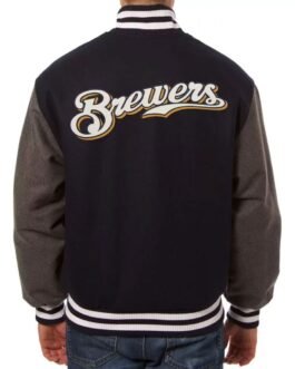 Milwaukee Brewers Varsity Black Gray Two Tone Jacket