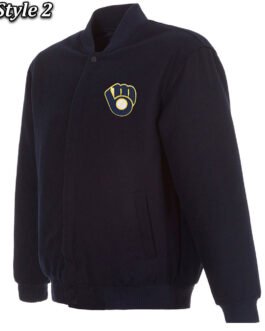 Varsity Milwaukee Brewers Navy Blue Wool Jacket