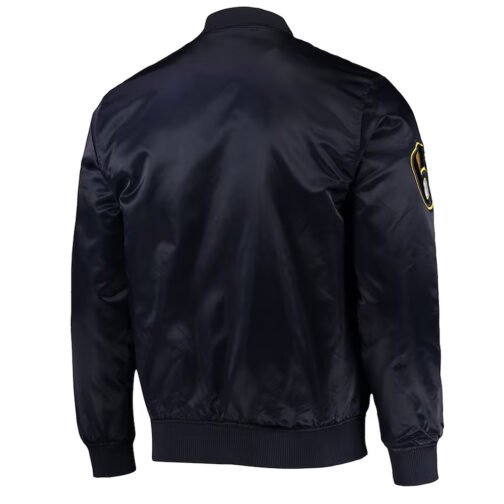 Milwaukee Brewers Wordmark Navy Satin Jacket - Image 2