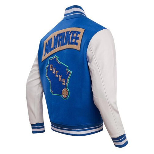 Milwaukee Bucks 2023/24 City Edition Royal Varsity Jacket - Image 2